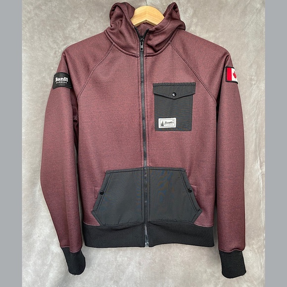 Roots Jackets & Blazers - 🎉Roots Full-Zip Hooded Jacket, Size Women’s Medium, Burgundy/Black